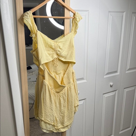 Hollister Pants - Hollister Yellow Flutter Sleeve Romper